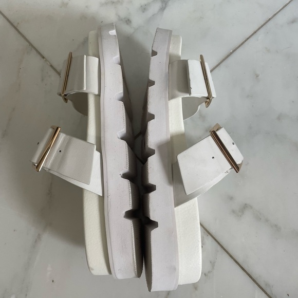 Raye, Clifton white platform dual buckle strap summer vacation sandals sz 7.5-8 - Picture 7 of 8